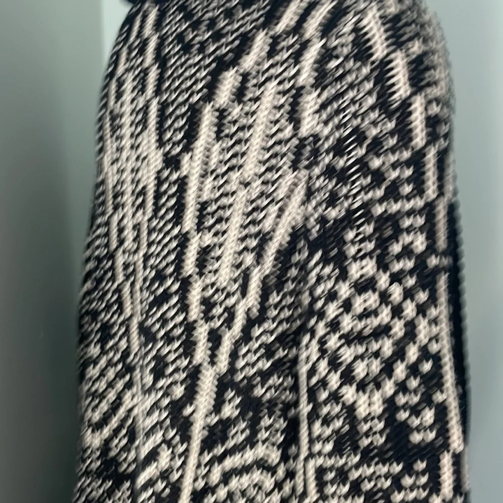 Talbots Black and Cream Chunk Knit Open Front Cardigan - Size Large